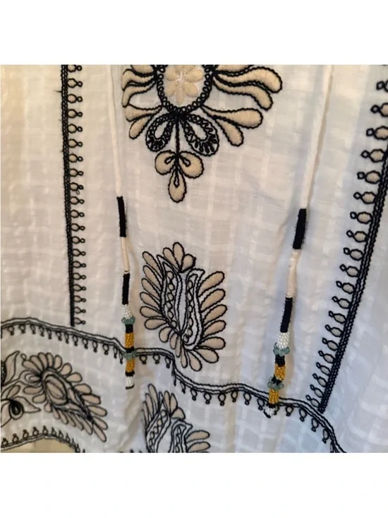 zara Women's White Embroidered Beach Tunic Dress - Picture 3 of 3